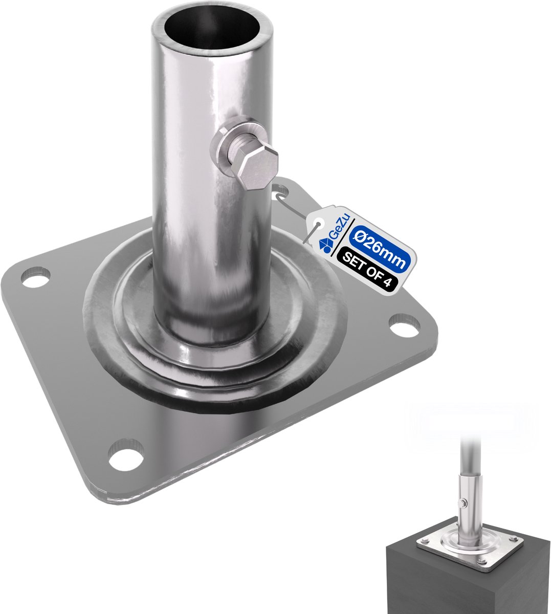 GeZu Impex Steiger Onderplaat 135x110x120mm Gegalvaniseerde Set van 4 Steigeronderplaten Zware Baker Stijl Steigerbasis
