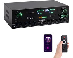 SnelShoppen - 3000W Peak Power 5.1 Kanaals HiFi Stereo Versterker met Bluetooth 5.0, USB/SD Display, Drie Microfoon Ingangen voor Thuisbioscoop, Muzie