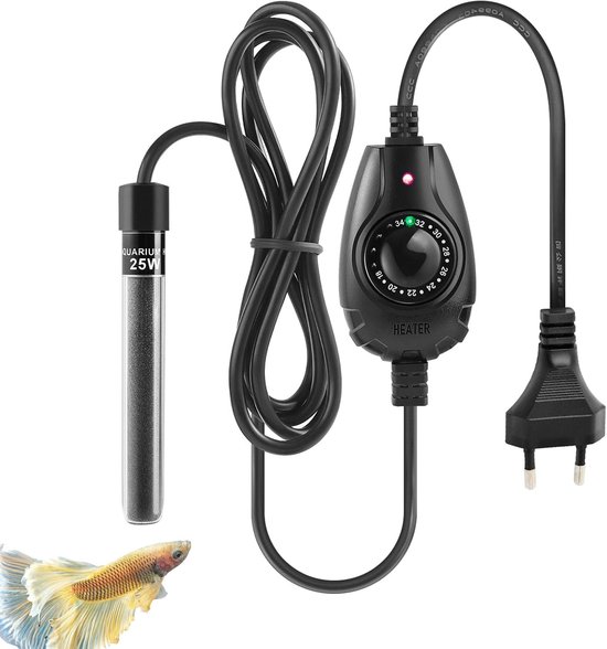 SnelShoppen - Mini Aquarium Heater 15W/25W/35W - Submersible Verwarmingselement voor 1-30L Aquarium, Betta Aquarium & Nano Aquarium met Externe Temper