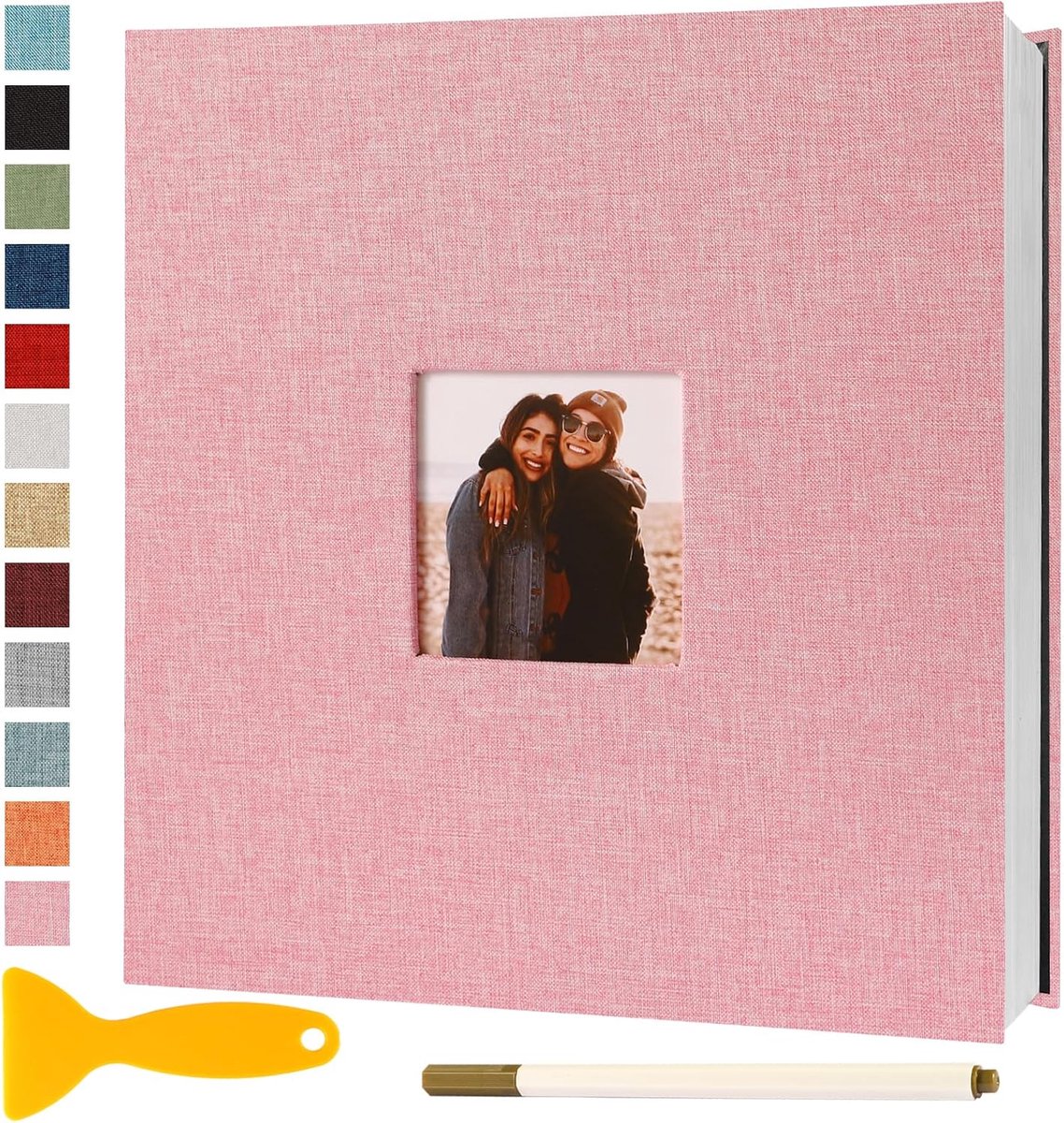 SnelShoppen - Photo Album Zelfklevend 28x27 Scrapbook Roze, 40 Pagina's, Acid Free, PVC Vrij, Perfect voor Baby, Bruiloft, Gastboek