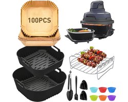Airfryer accessoireset 13-delig voor Ninja CRISPi - Siliconen bakvormen en roestvrijstalen grill