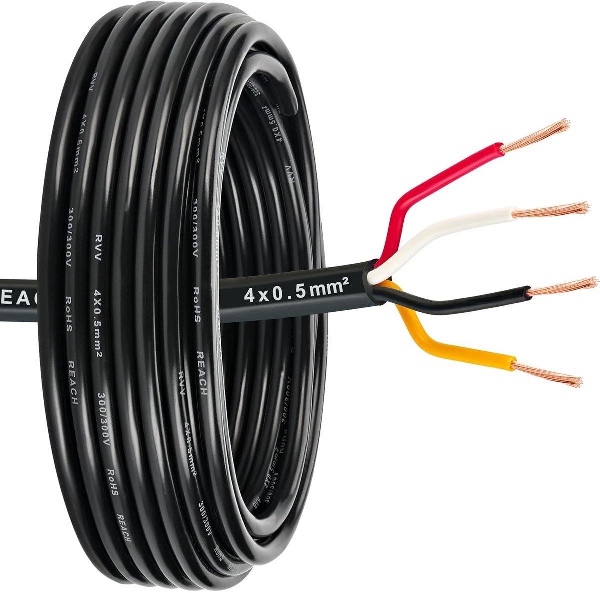 Thijox - 4-aderige Sleepkabel Trailerkabel Autokabel 0,5mm² - 10M Duurzaam Koper Draad voor Aanhanger Caravan, Flexibel PVC Kabel voor 12V/24V LED Ver