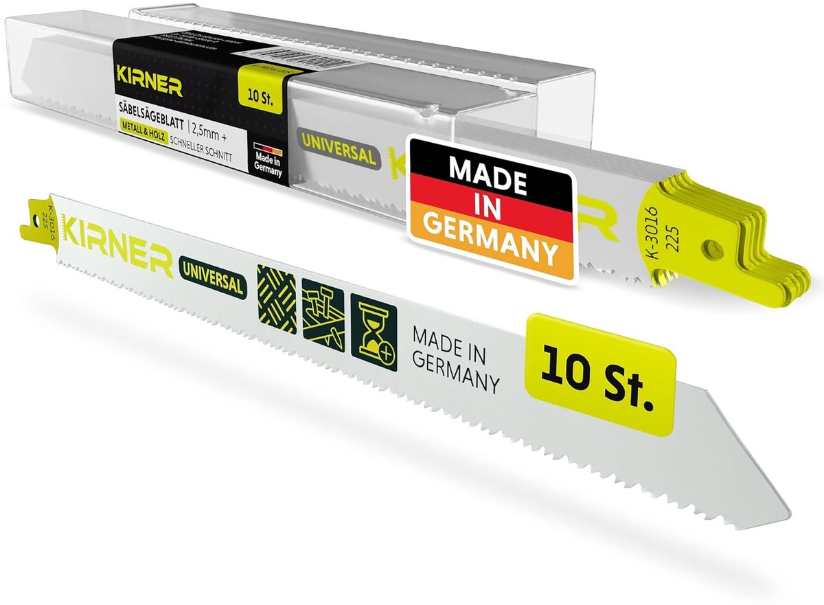 SnelShoppen - Reciprocating Saw Blades voor Metaal en Hout, 225 mm, 10 Stuks, Universele Zaagbladen voor Effortless Snijden in Hout, Metaal en RVS