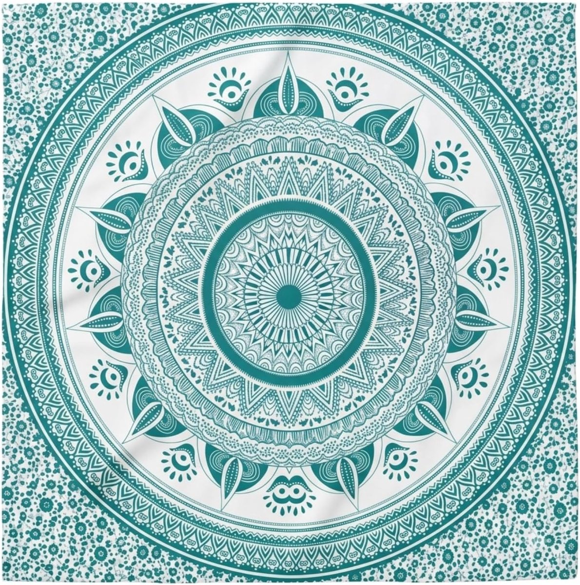 SnelShoppen - XL Strandlaken 210 x 240 cm Mandala - Lichtgewicht Katoenen Stranddeken - Zandbestendig - Groene Picknickdeken voor Familie en Camping