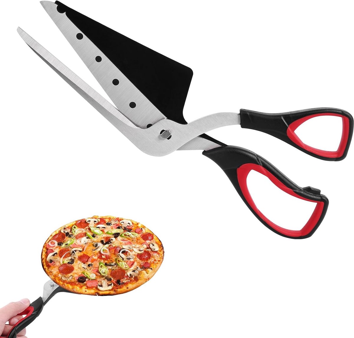 SnelShoppen - Pizza Schaar, Keuken Schaar, RVS Pizza Cutter met Zachte Handgreep, Multifunctionele Keuken Schaar 27 cm, Snelle en Eenvoudige Snijoplos