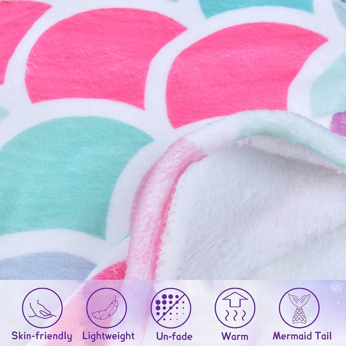 SnelShoppen - Zeemeermin Deken - Zeemeermin Slaapzak Deken voor Kinderen, Meisjes, Tieners en Volwassenen - Pluche Zachte Flanel Fleece - 140 x 60cm -