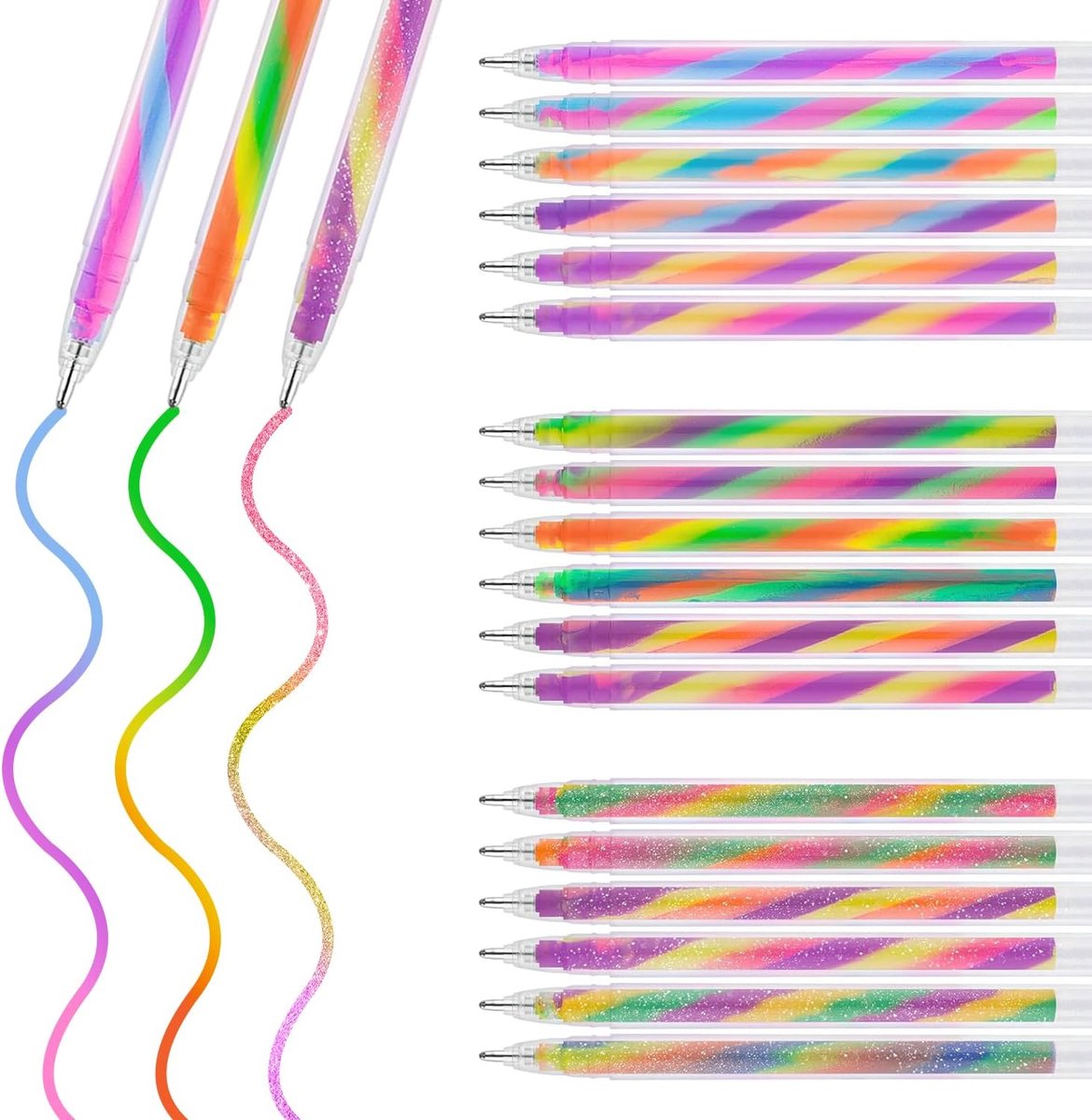 SnelShoppen - 18pcs Glitter Gel Pens Set - Fluorescent Neon, Pastel Neon en Glitter Neon - Kleurrijke Schrijf- en Knutselpennen voor Scrapbooking, Jou