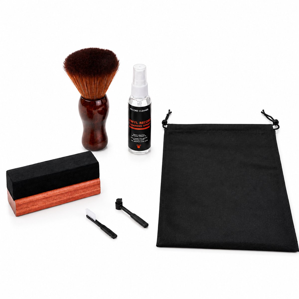 LunaLuxa - Schoonmaakset voor platen - 6 delig - antistatisch - vinyl cleaning kit - vinyl borstel - lp schoonmaakset - platenreiniger - platenborstel