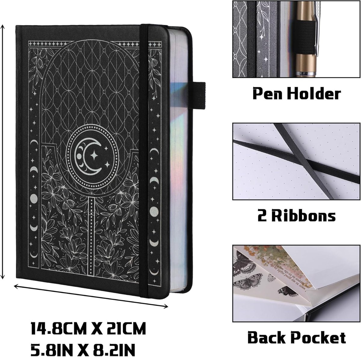 SnelShoppen - A5 Bullet Dotted Notebook met 160gsm Dikke Papier, Hardcover Notitieboek met Puntrooster voor Schrijven en Tekenen, Faux Leer, 5 Kleuren