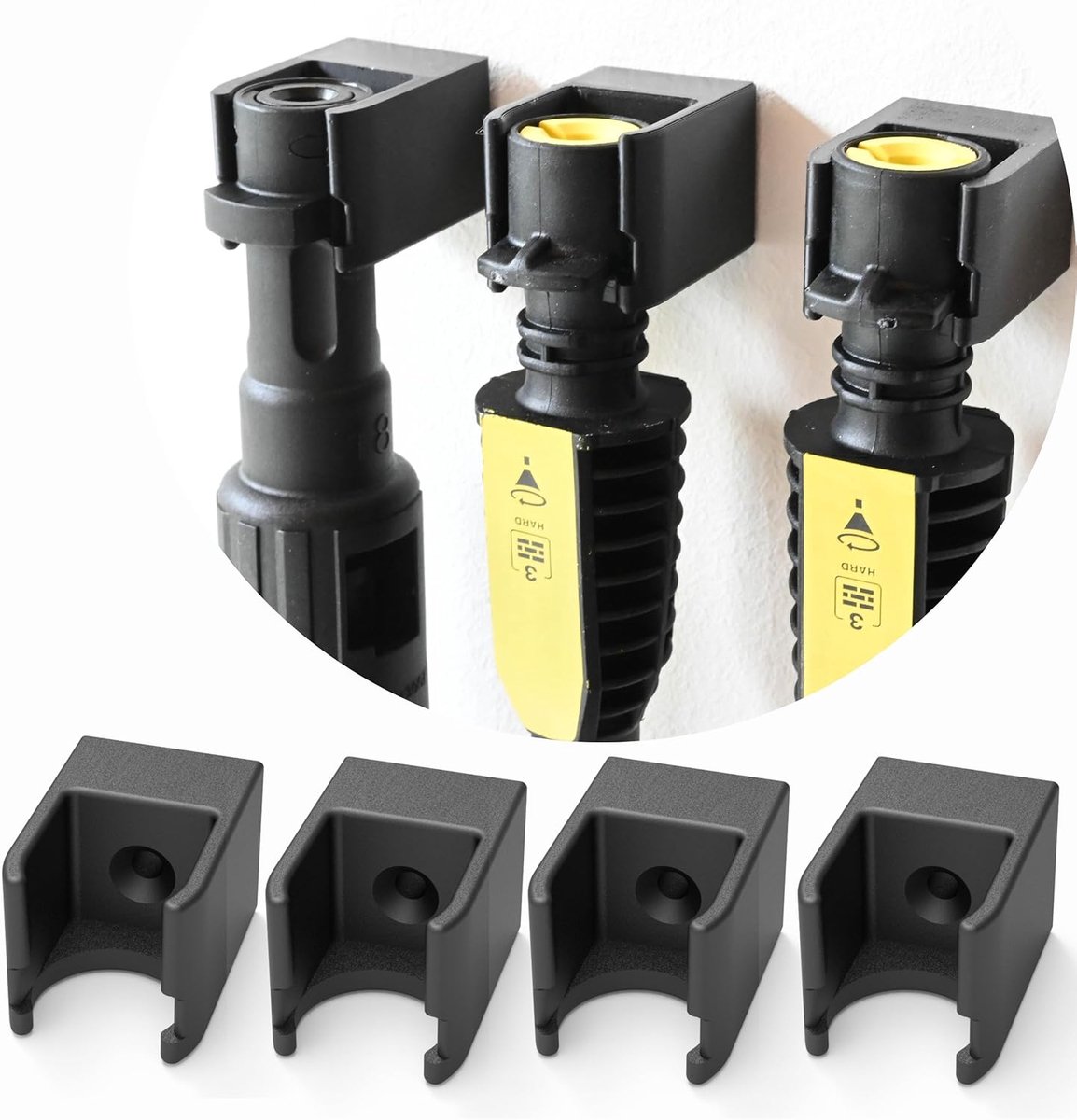 SnelShoppen - 4 x wandhouder voor hogedrukreiniger accessoires, opbergoplossing voor Kärcher lansen en attachments, flexibele opslag voor garage, tuin