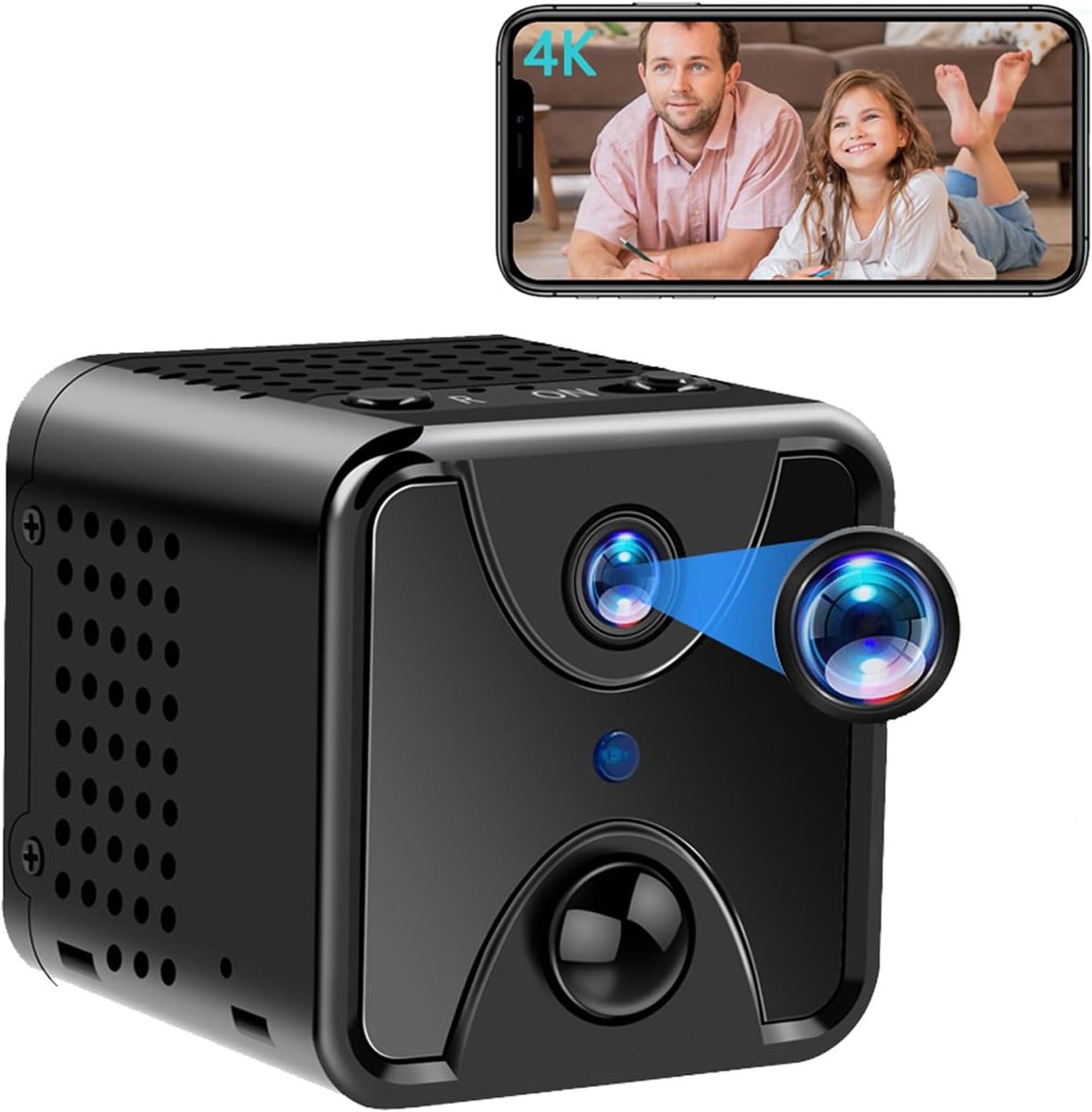 SnelShoppen - Mini Spy Camera Wireless Invisible 4K, Verborgen Camera WiFi met Bewegingsdetectie en Nachtzicht voor Thuis, Kantoor en Binnenruimtes