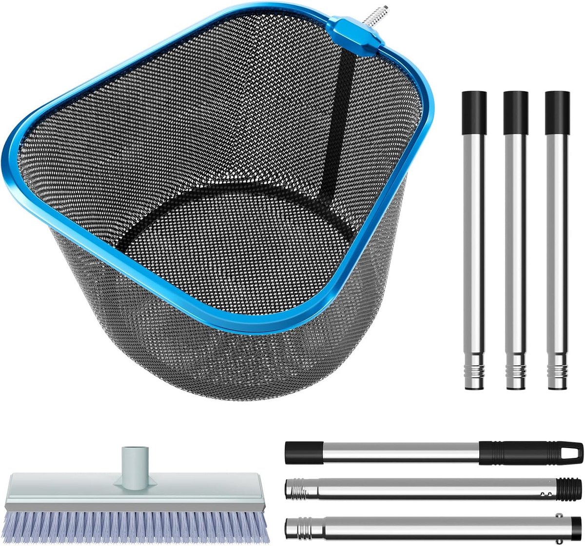 SnelShoppen - Pool Reinigingsset met 180 cm Telescopische Steel, Landing Net 40x36x25 cm, 1,5 m Lange Pool Schoonmaakborstel, Ideaal voor Zwembaden, S