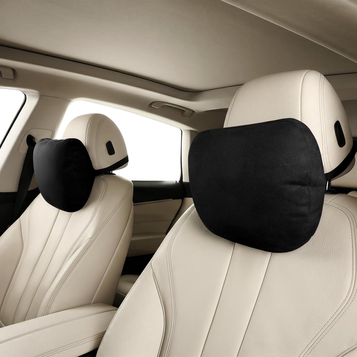 SnelShoppen - Neck Pillow Auto, Hoofdkussen Auto Zitplaats, Super Zacht Suède Ondersteuningspad, Plantaardige Polyester, 30x19cm Aanpasbaar en Navulba