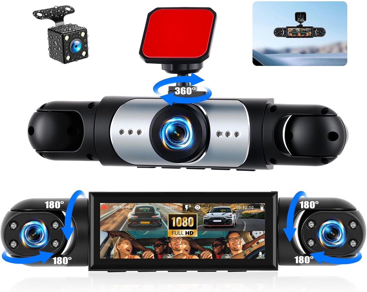 SnelShoppen - Auto Dashcam 3.16 Inch 1080P Full HD, Dual Lens 150° Hoek, G Sensor, Loop Recording, Nachtzicht voor Taxi en Vrachtwagen