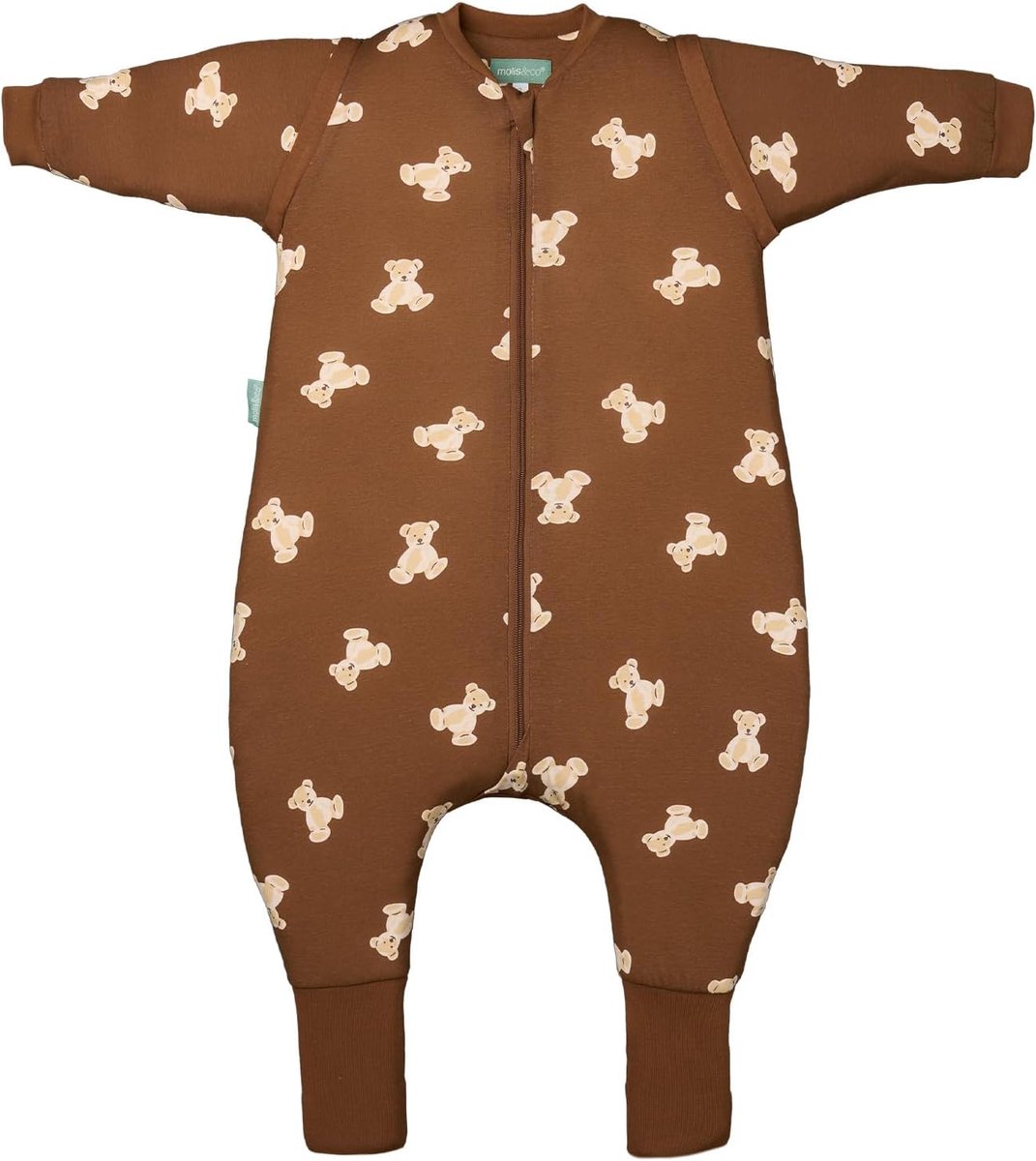 SnelShoppen - Pyjama Dekentje met Verwijderbare Mouwen en Antislip Sokken - 1.0 Tog - 90 cm - Geschikt voor Kinderen - 100% Katoen - Teddy Mocca - Ide