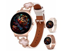 Hibousee Smartwatch voor Dames met Bluetooth Bellen, Gezondheid & Fitness Tracker – Stappenteller, Hartslagmeter, Slaapmonitor – iOS & Android - Incl 3 bandjes