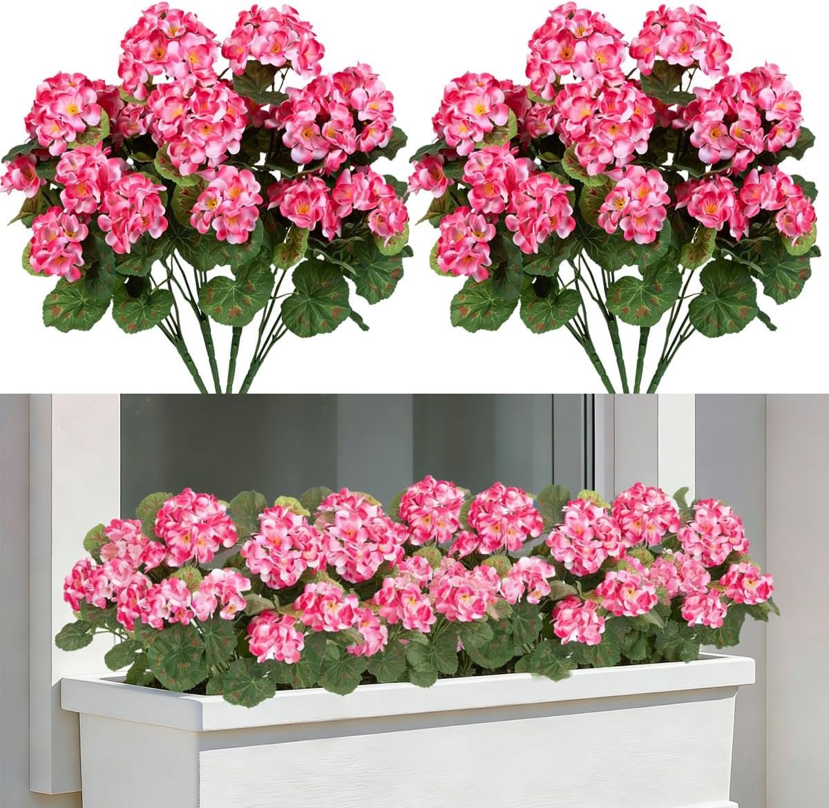 SnelShoppen - 4 Stuks Kunstmatige Geraniums Buitenshuis - UV-bestendige Nep Bloemen - Zijden Faux Geraniums voor Tuin, Balkon & Binnen Decoratie