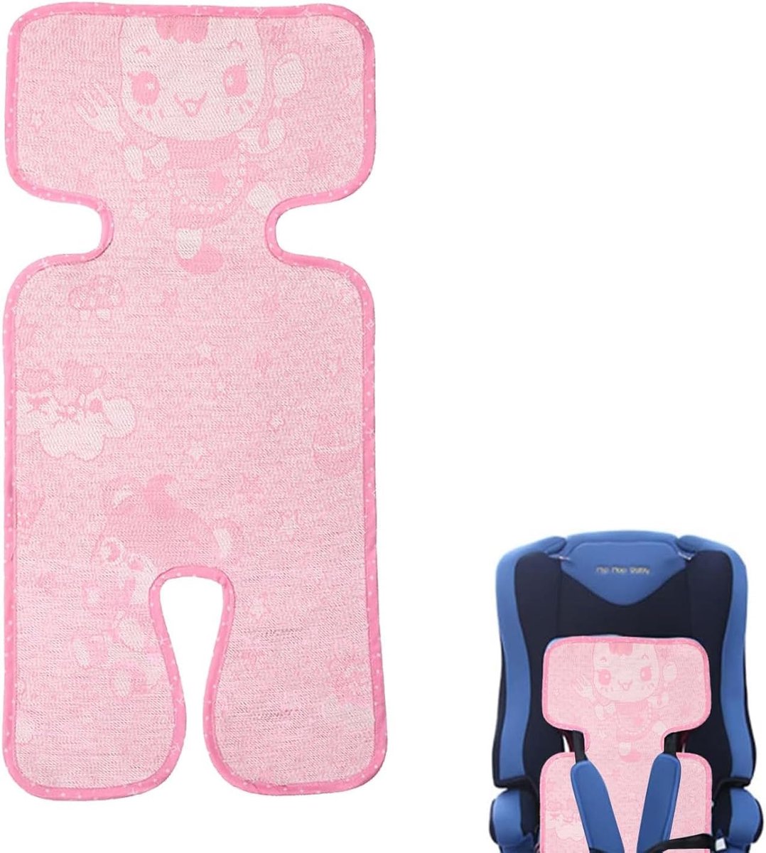 SnelShoppen - Ademende Zomerstoelinleg voor Buggy en Kinderwagen, Zweetbestendig Zitkussen, Roze, 73x33 cm, Ideaal voor Baby's en Kinderen