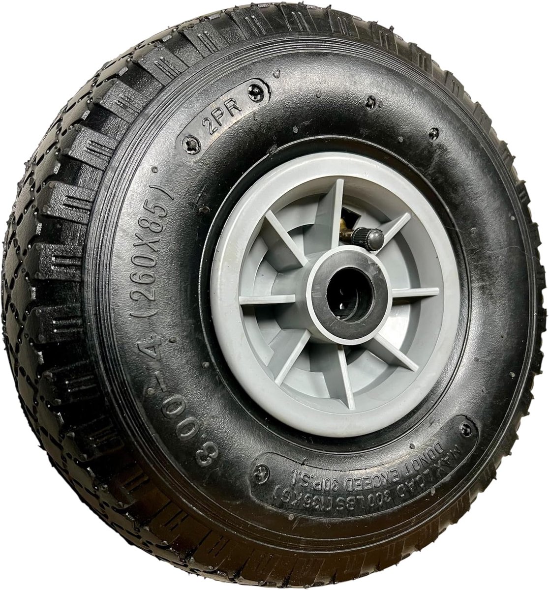 SnelShoppen - Luchtwiel voor Steekwagen 3.00-4 met Slang, 260x85mm, Zwart, Voor Bolderwagen, Steekwagens, Reservewiel, Hoekventiel, Perfect voor Trans