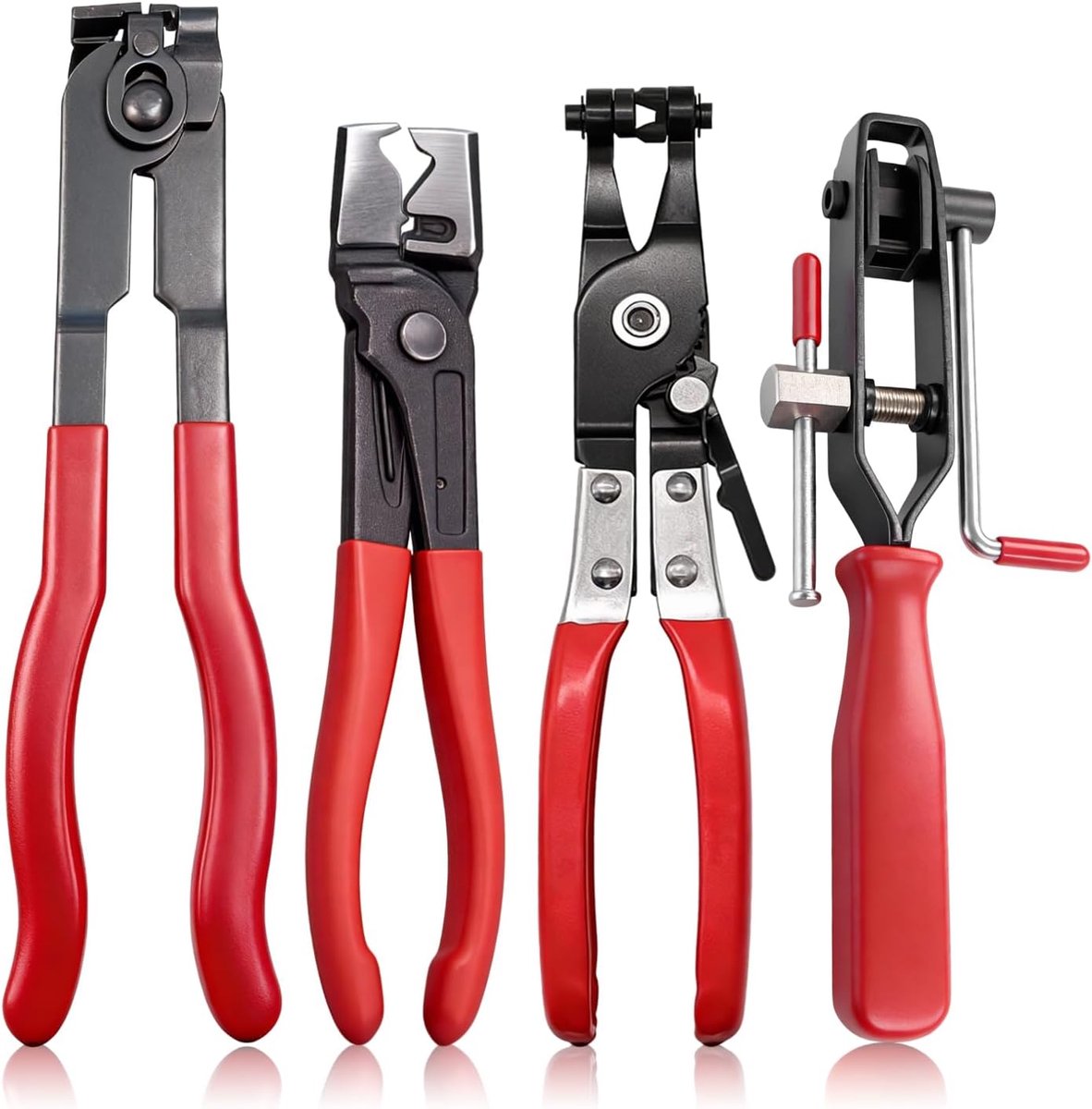Thijox - Slangklemtang 4-delige set met snijtang, buistang, koolstofstaal, antislip handgrepen voor auto-gereedschap, slangklemmen en aandrijfashoes