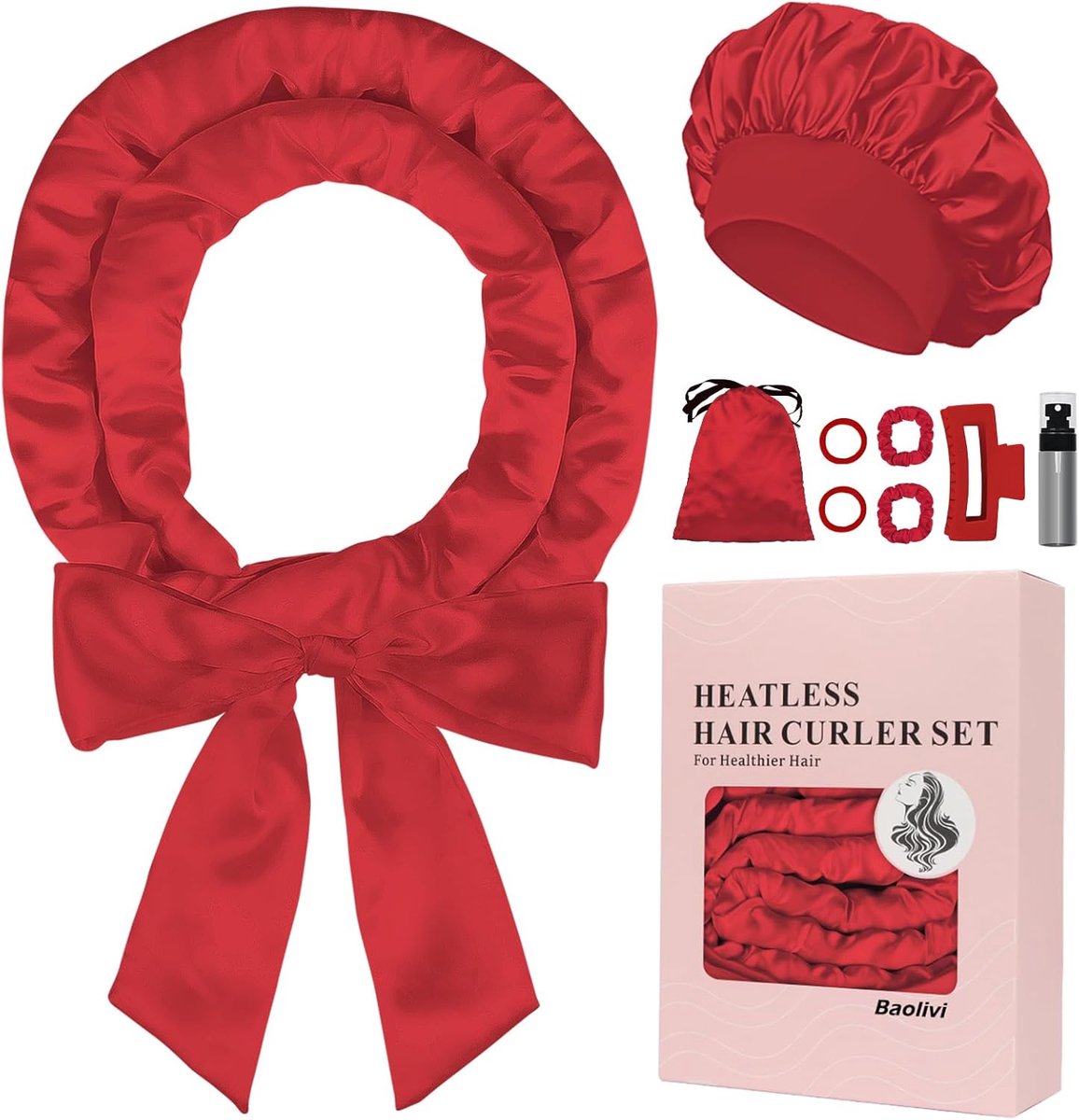 Thijox - Satijnen Haarkrulspelden - 177,8 cm Hitteloze Krulspelden - 9 Stuks Hoofdband voor Nachtelijk Gebruik - Perfect voor Lang Haar en Gezonde Kru
