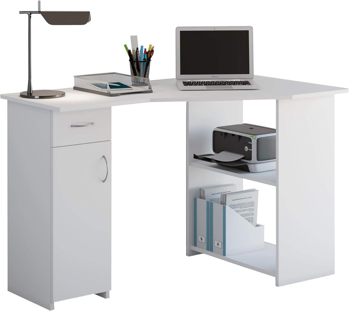 Hoekbureau Lade - Computerbureau Werkplek - Thuiswerken Organiseren - Veel Opbergruimte - 118 cm Breed - Sonoma Eik thumbnail 4
