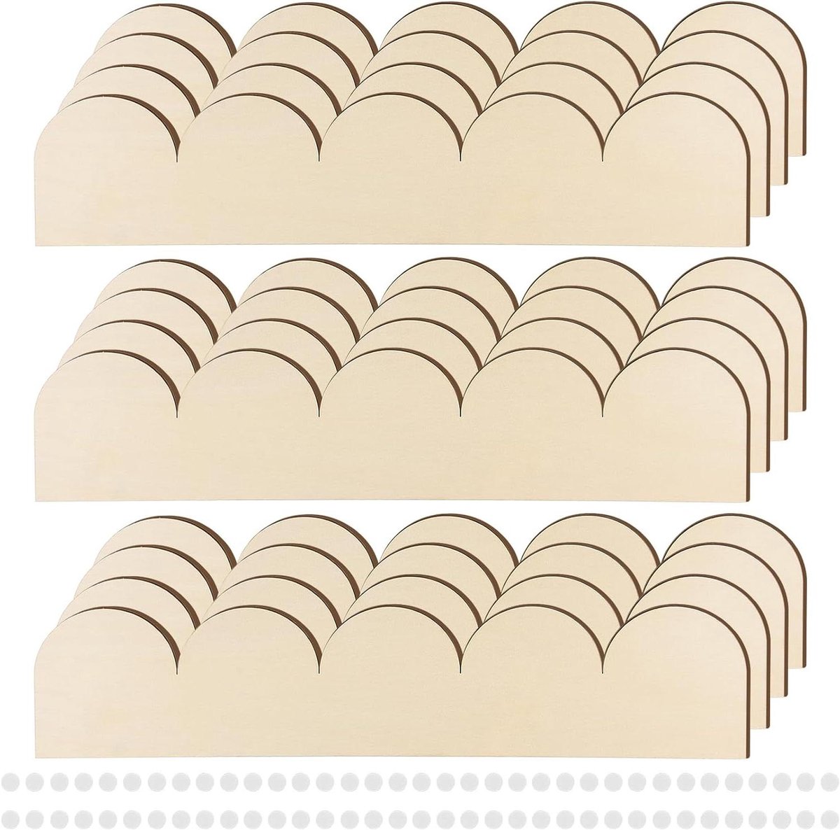 Houten Sierlijsten - Decoratieve Randen - Muren Versieren - Gebogen Golf Design - 12 Stuks 40cm - Natuurlijk Hout