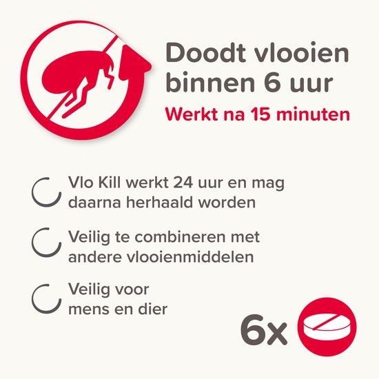 Beaphar Vlo Kill - Vlooien tabletten kleine hond/kat - Tot 11kg - 6 Tabletten