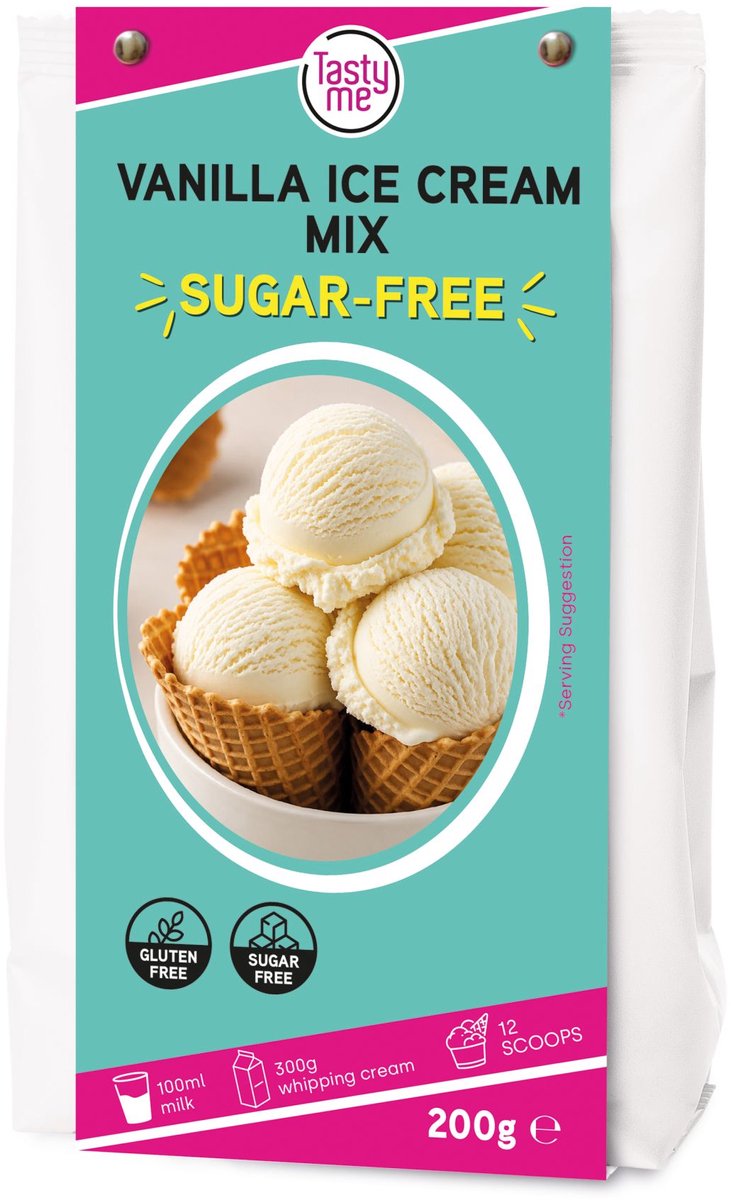 TASTY ME - SUIKERVRIJ en GLUTENVRIJ - Vanilla ijs Cream mix 200g -