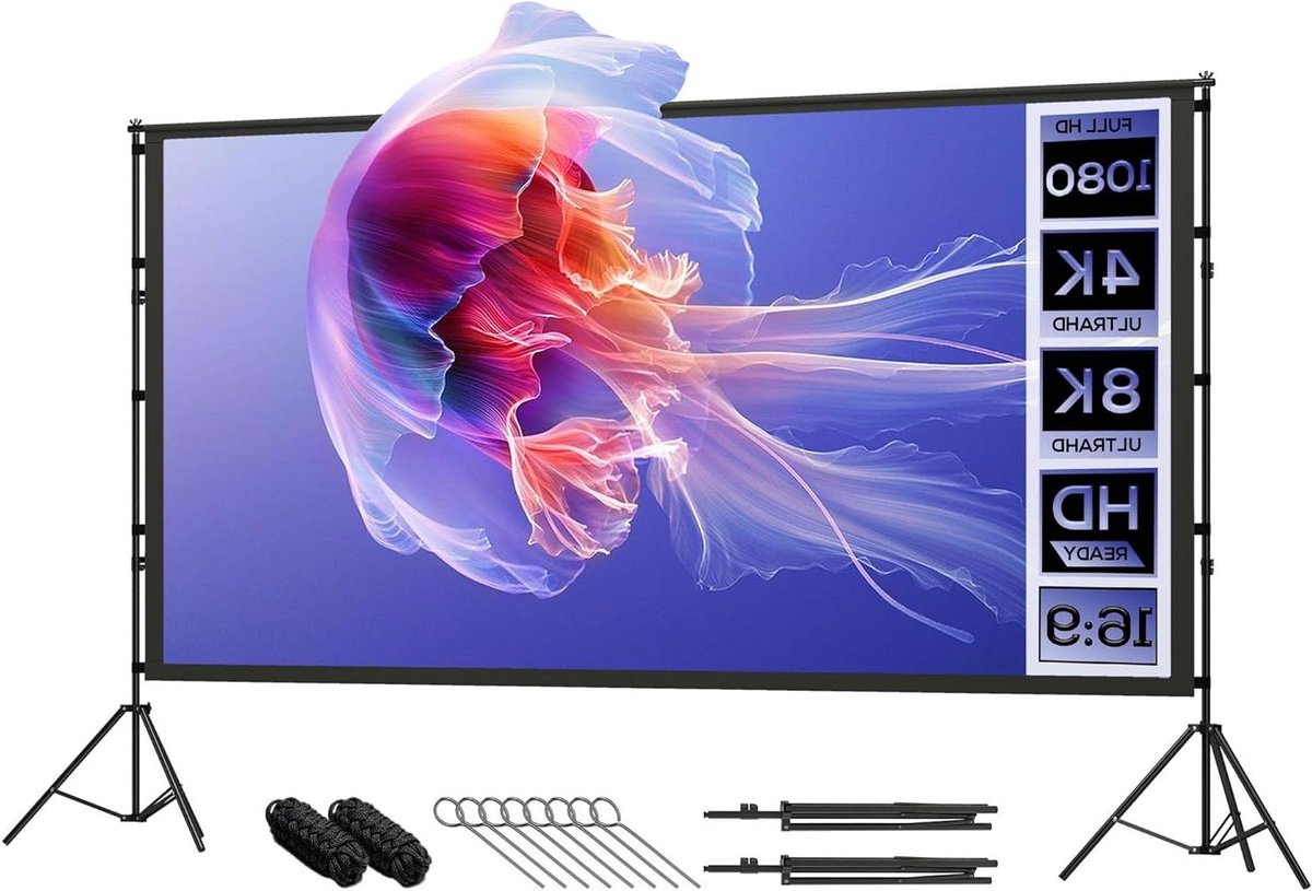 Projectiescherm - Draagbaar scherm - Thuisbioscoop - 160 graden kijkhoek - 120 inch - Wit
