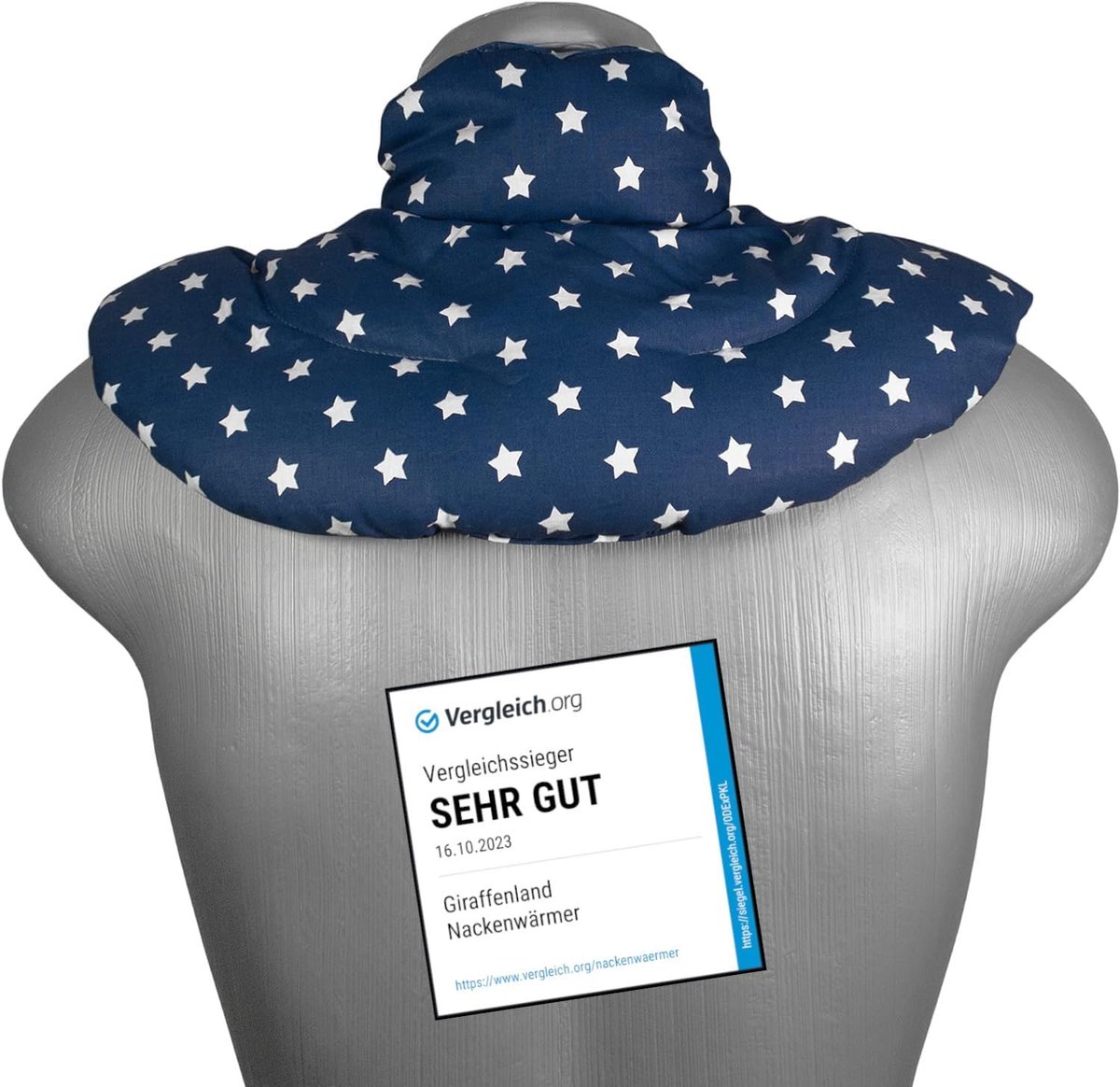 SnelShoppen - Nekkussen met Staande Kraag - Sterrenblauw - Kersenpitkussen voor Schouder en Nek - Warm of Koud - Perfect voor Ontspanning en Wellness