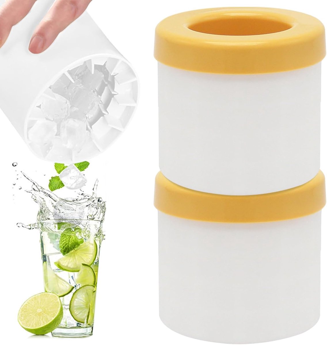 Thijox - Siliconen Ijsblokjesvormen 2PCS Met Deksel - Herbruikbare Ijsblokjesbakjes voor Keuken - Compacte Ijsblokjesmolen voor Feest, Camping, Tuin -