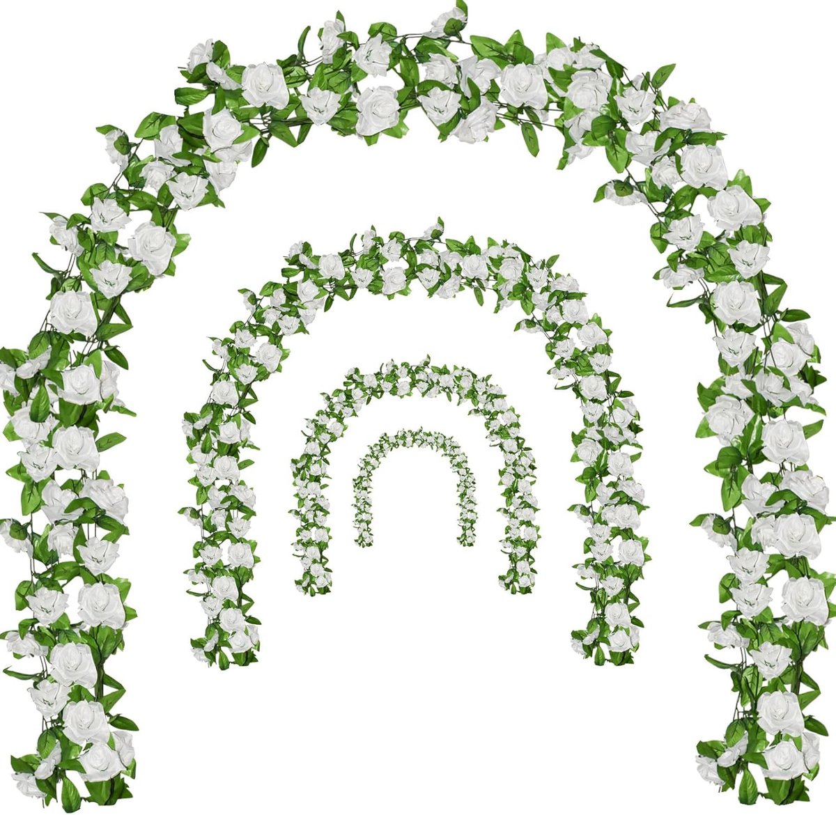 SnelShoppen - Flower Garland Rose Vines 6 Stuks 46m Kunstmatige Hangende Bloemen Voor Bruiloft Feest Tuin Tafel Huisdecoratie Wit