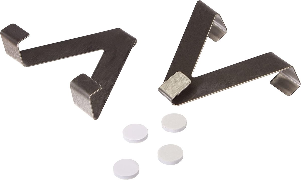 SnelShoppen - Home Fashion Haakset Easy-Fix (set van 2), 7 x 10 cm, metalen raamhaakjes voor rolgordijnen, inclusief vilt kleeftips, ideaal voor 2 cm