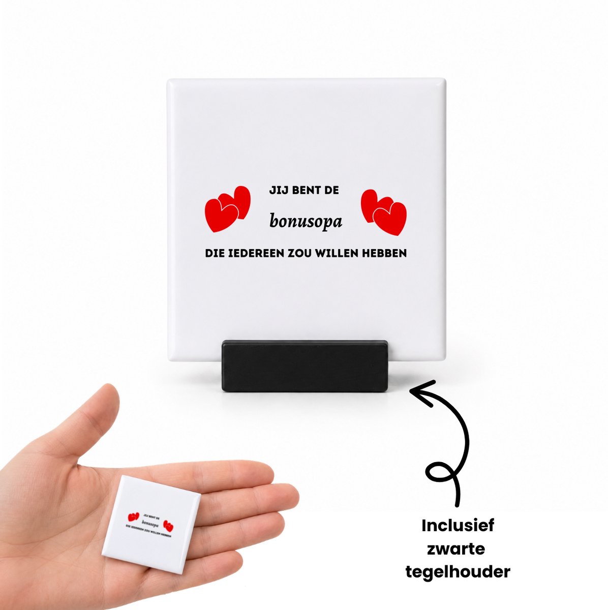 Hacebo jij bent de bonusopa die iedereen zou willen hebben tegeltje met tegelhouder - Opa - geweldige opa - tegeltjes met tekst - liefste bonusopa - verjaardag - cadeau - kado - bedankje - geschenk - spreuktegels - 4.8x4.8 CM Wit