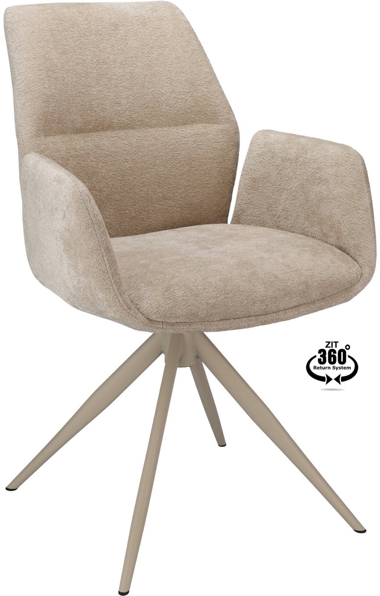 Icon Living - Armstoel Waylon Stof Stella Natural Leg Creme 360° Return-system