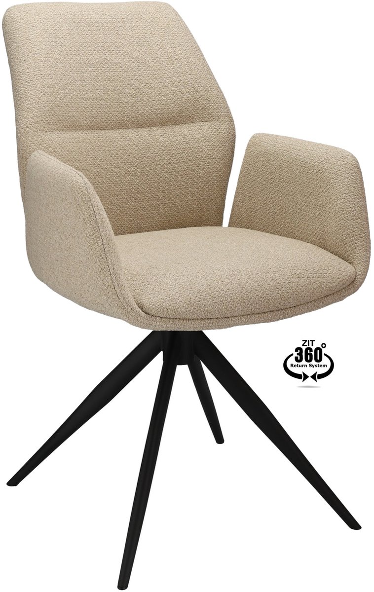 Icon Living - Armstoel Waylon Stof Rhythm Beige Leg Black 360° Return-system