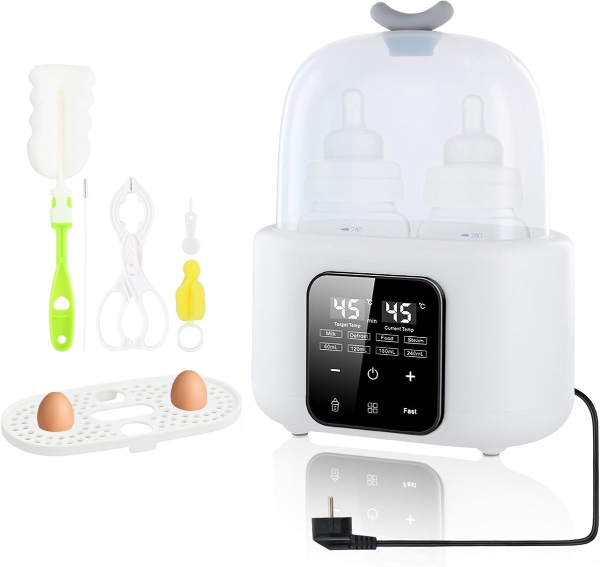 SnelShoppen - 6-in-1 Babyflesverwarmer en Sterilisator, Snelle en Gelijke Warmteverspreiding, Nauwkeurige Temperatuurregeling, Ideaal voor Kinderen, K