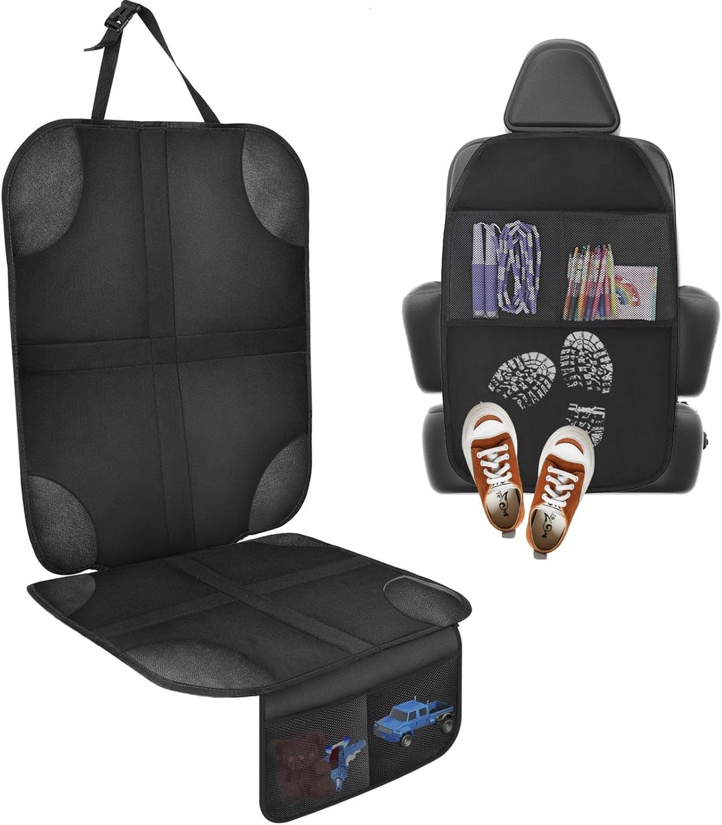 SnelShoppen - Car Seat Protector Set - 1x Autostoelbeschermer en 1x Kinderautostoelbeschermer - Waterdicht en Vuilafstotend Oxford Stof - Voor Kindere