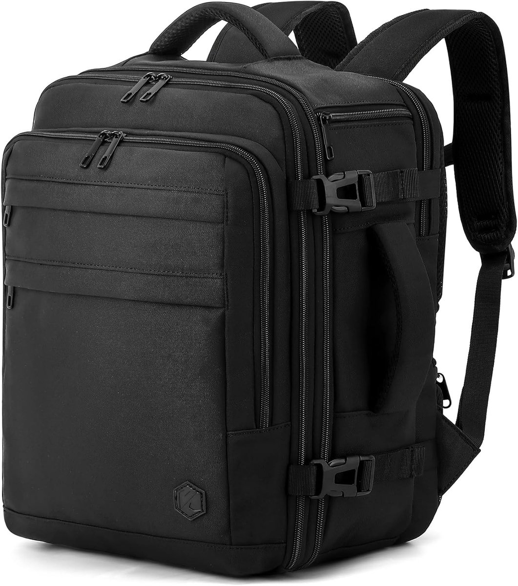 SnelShoppen - Expandable Cabin Luggage 40x30x20/25cm voor Ryanair, EasyJet, Eurowings, Wizz Air - Zwarte Reisbagage voor 15.6 Inch Laptop - 30L Capaci