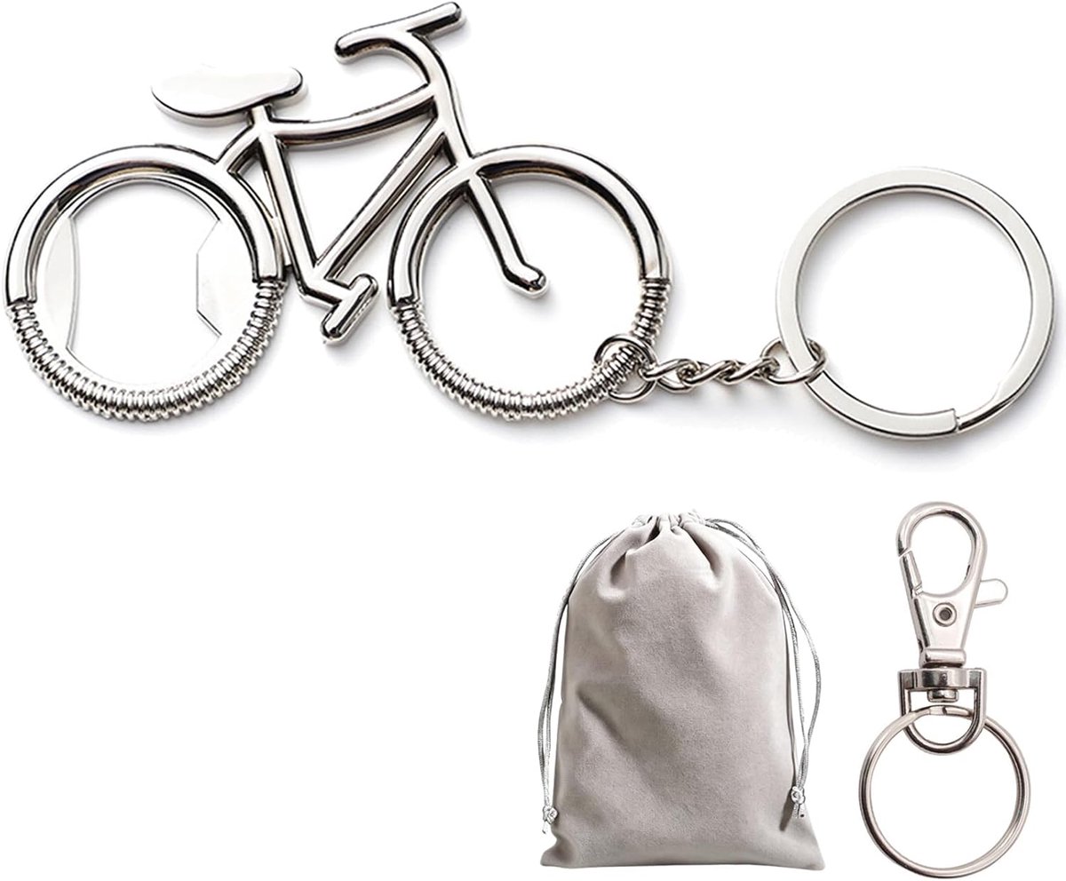 SnelShoppen - Fiets Sleutelhanger met Flesopener - Perfecte Fietsdecoratie voor Bikers, Cadeau voor Mannen, Vrouwen, Vader, Kerst, Verjaardag