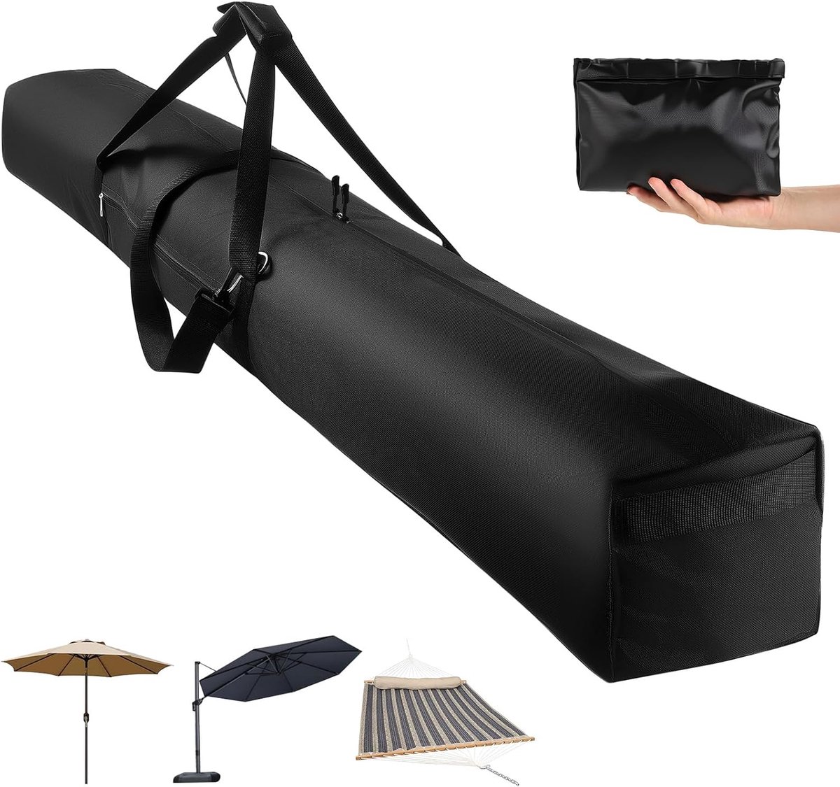 Thijox - Opbergtas voor Terrasparasol 900D met Gewatteerd Draagkoord en Tweeweg Regendichte Ritssluiting - Ideaal voor Strandparasol, Tuin, Camping en
