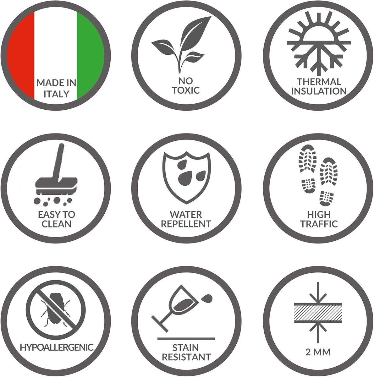 SnelShoppen - Keukenloper Antislip Wasbaar Vinyl Keuken Runner 100% Made in Italië, Geluiddempend, Warmte-isolerend, Geschikt voor Vloerverwarming