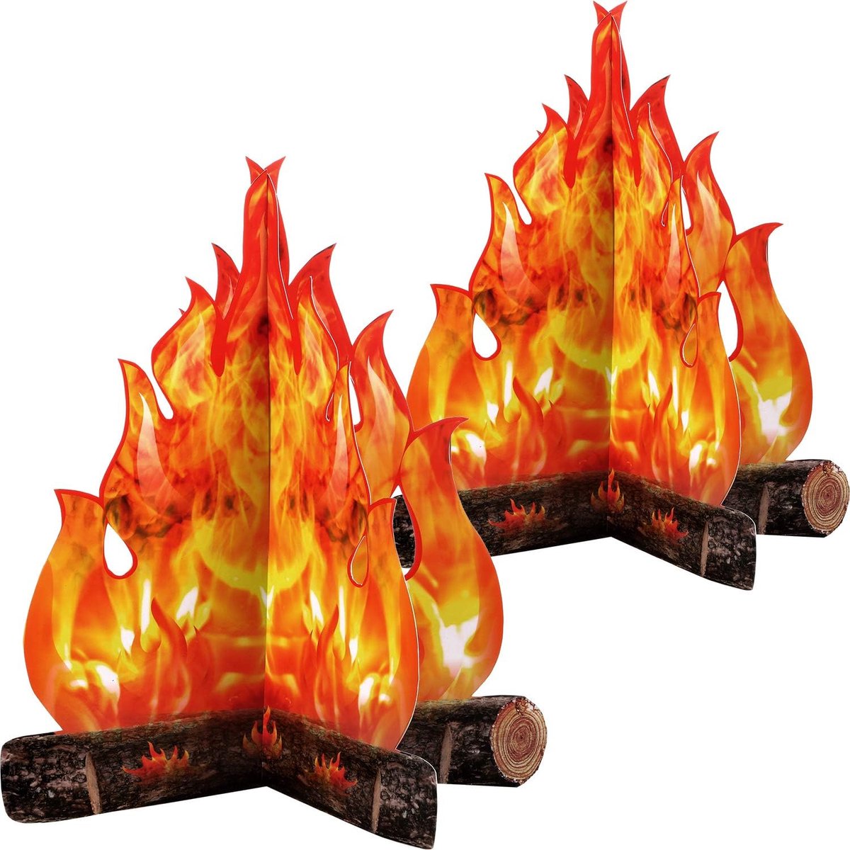 SnelShoppen - 3D Nep Vuur Kaartbord Decoratieve Tafelversiering - Realistische Vlammen voor Feesten, Camping en Tuin - 2 Stuks - Kleur: Multicolor