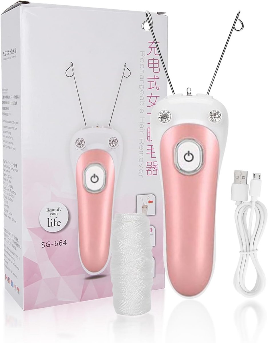 SnelShoppen - Haarverwijderingssysteem, Elektrische Draad Cutter Epilator, USB Oplaadbare Harenverwijderaar voor Gezicht, Armen, Benen - Roze, Draagba