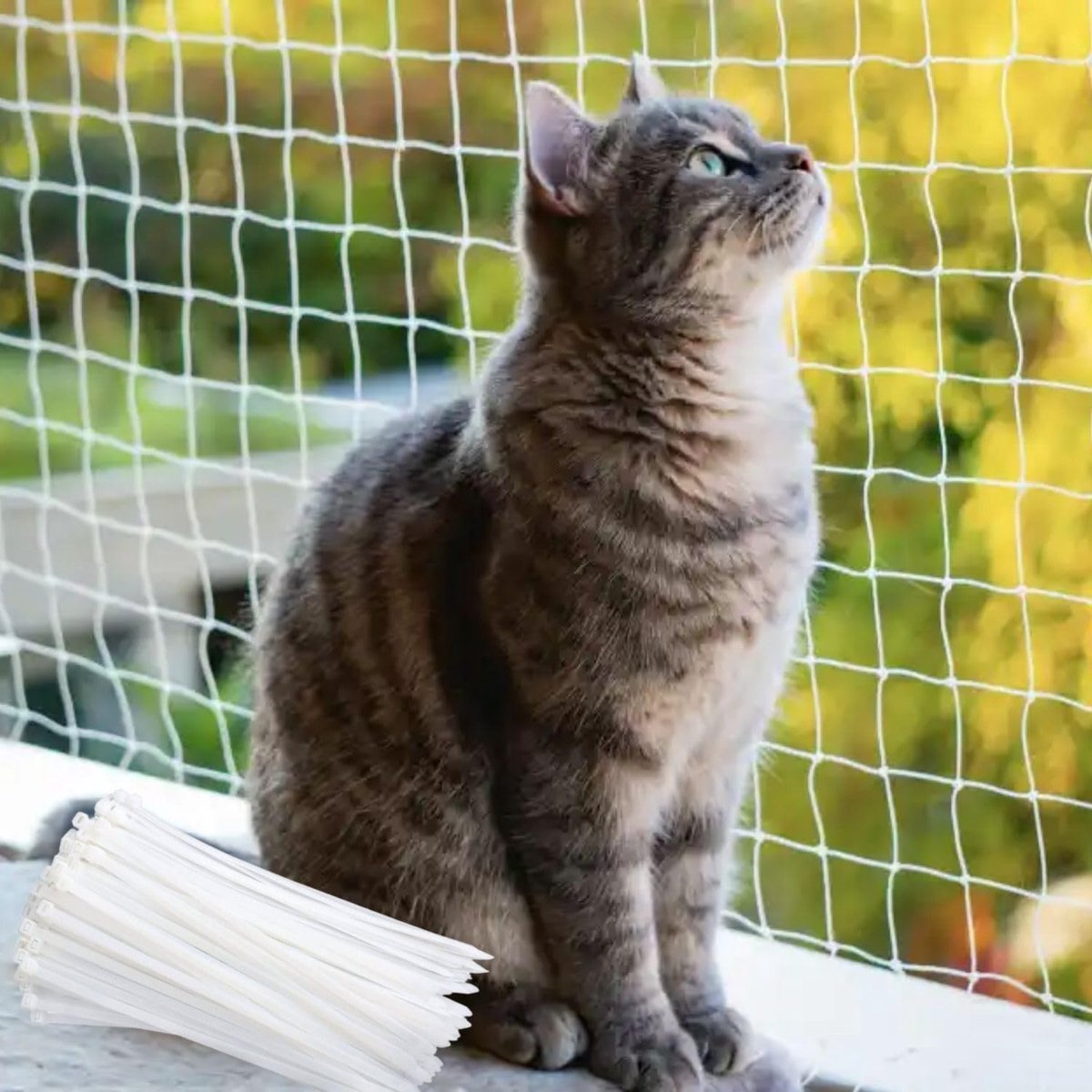 SnelShoppen - Kattennet Balkon en Raam 6 x 3 m, Katbescherming Net Zonder Boren, Hoogwaardige Nylon, Witte Balkonnet voor Veiligheid van Huisdieren