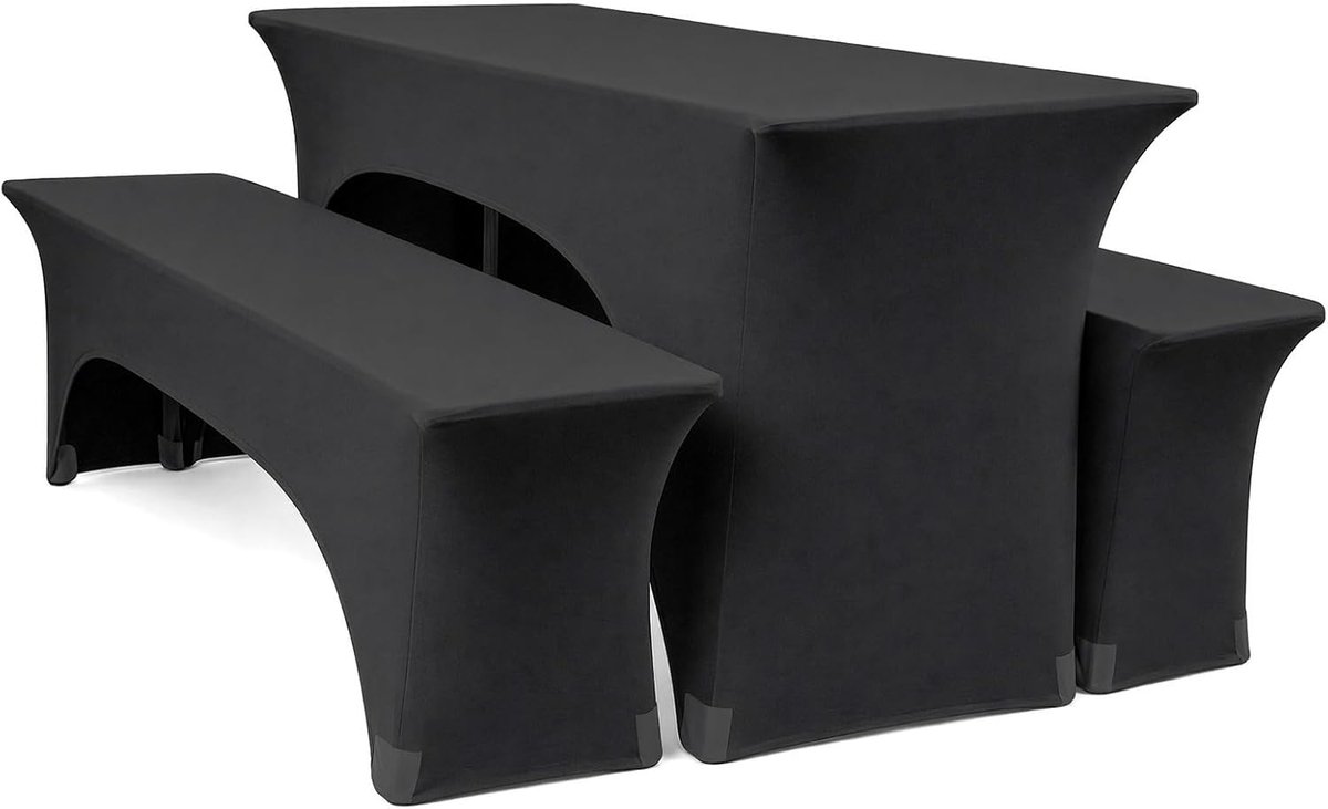SnelShoppen - Set van 3 Elastische Bier Tafel Covers - Premium Partytent Covers - 2 x Bierbank Covers en 1 x Bier Tafel Cover - Kreukvrij & Universele