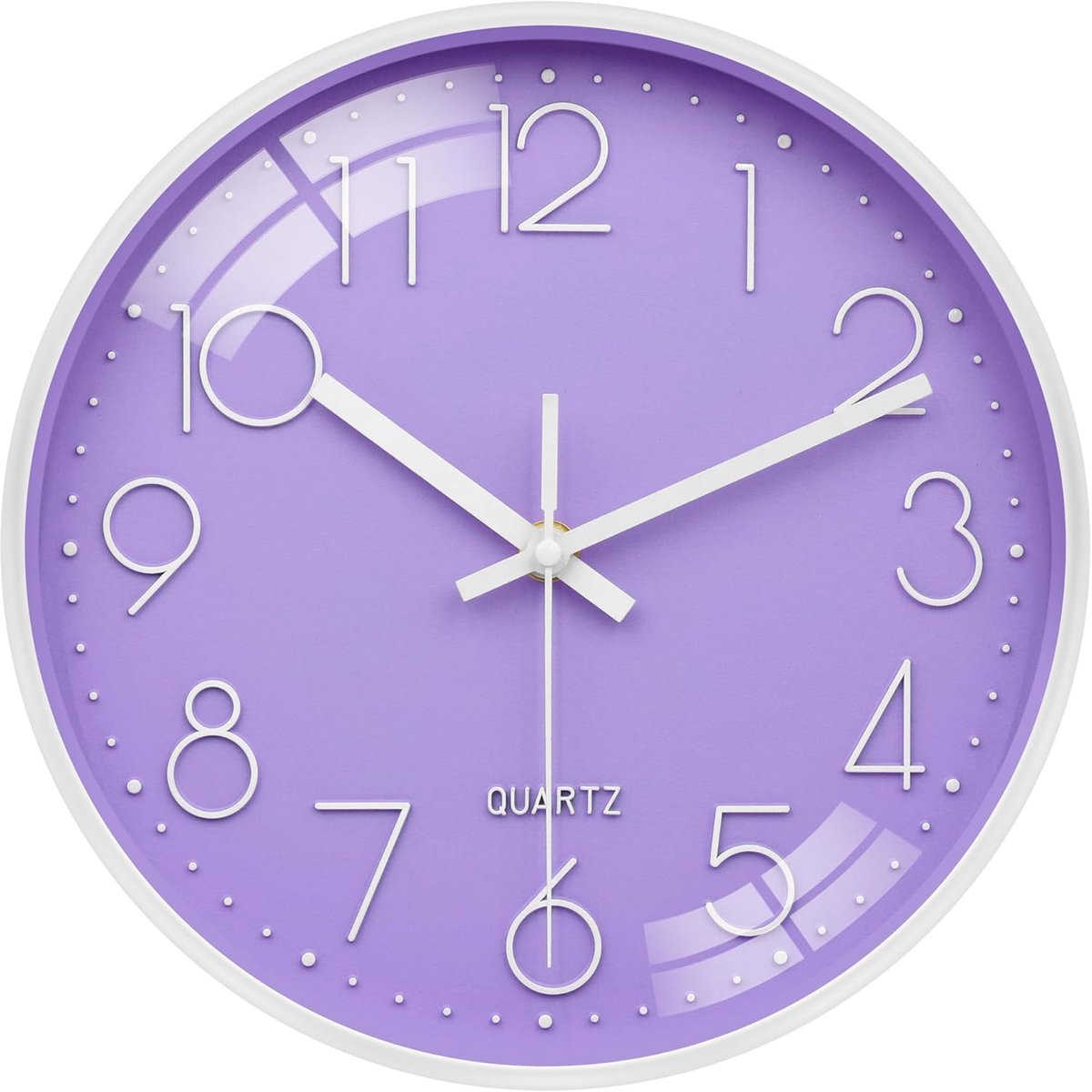 SnelShoppen - 12 Inch 3D Digits Wandklok Stille Niet-Tikkende Moderne Paarse Klok Decor voor Slaapkamer, Kantoor, Badkamer, Keuken, Woonkamer