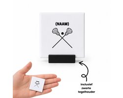 Lacrosse met eigen naam tegeltje met tegelhouder - Sport - Lacrosse - tegeltjes met tekst - Sport - spreuktegels - 4.8x4.8 CM