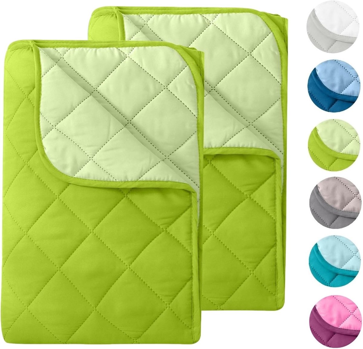 SnelShoppen - Microfibre Zomer Dekbed Set van 2 - 135 x 200 cm - Omkeerbaar Ontwerp in Groen & Lichtgroen - Lichtgewicht Wasbaar tot 95°C voor Camping